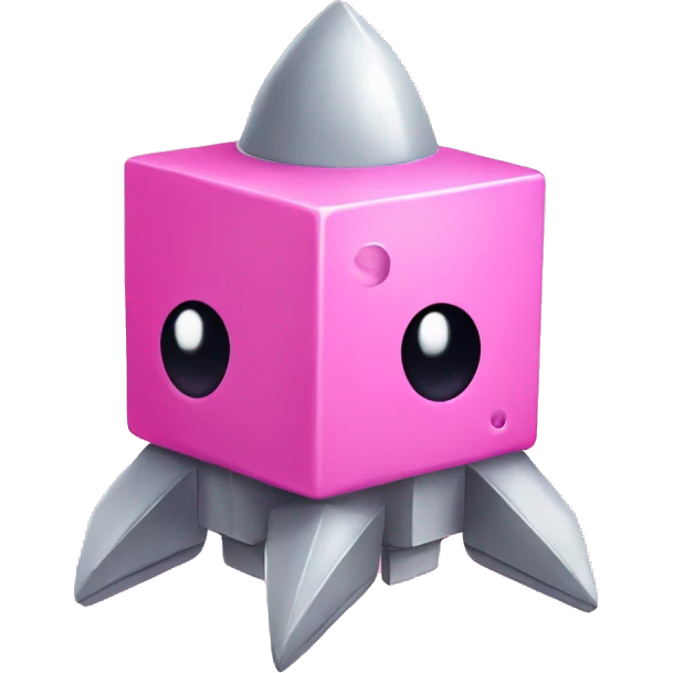 Pink cubes and rocket combine  Cute emoji