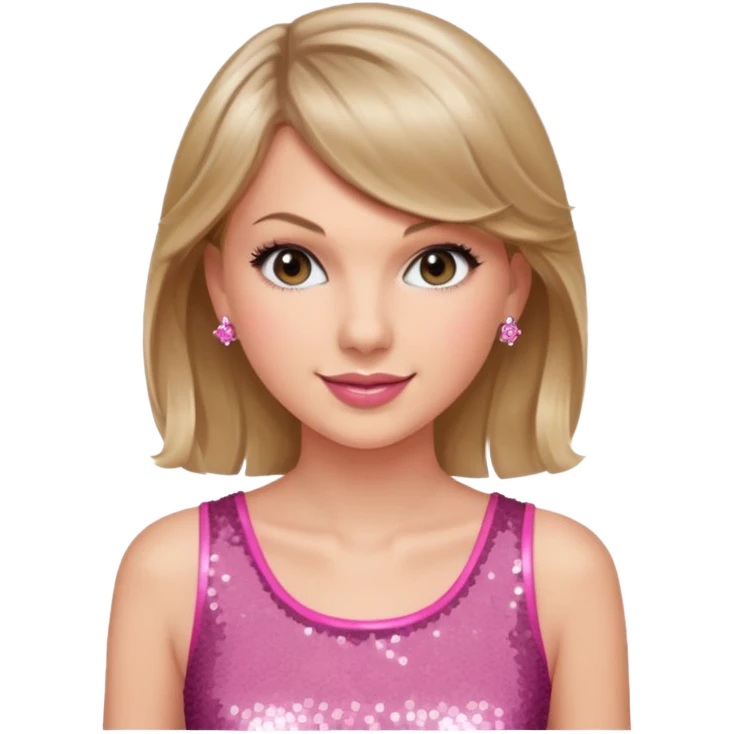 Taylor Swift smile in a sparkling pink top emoji