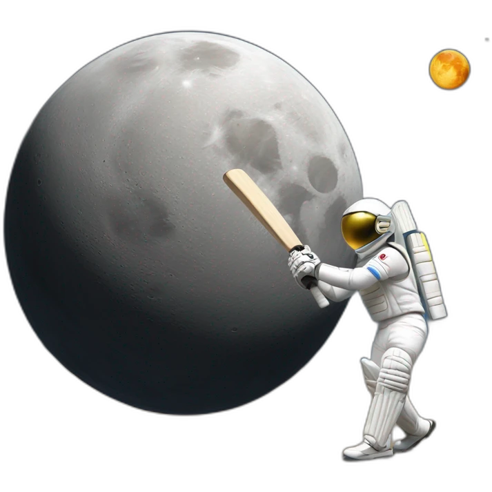 playing cricket on the moon emoji