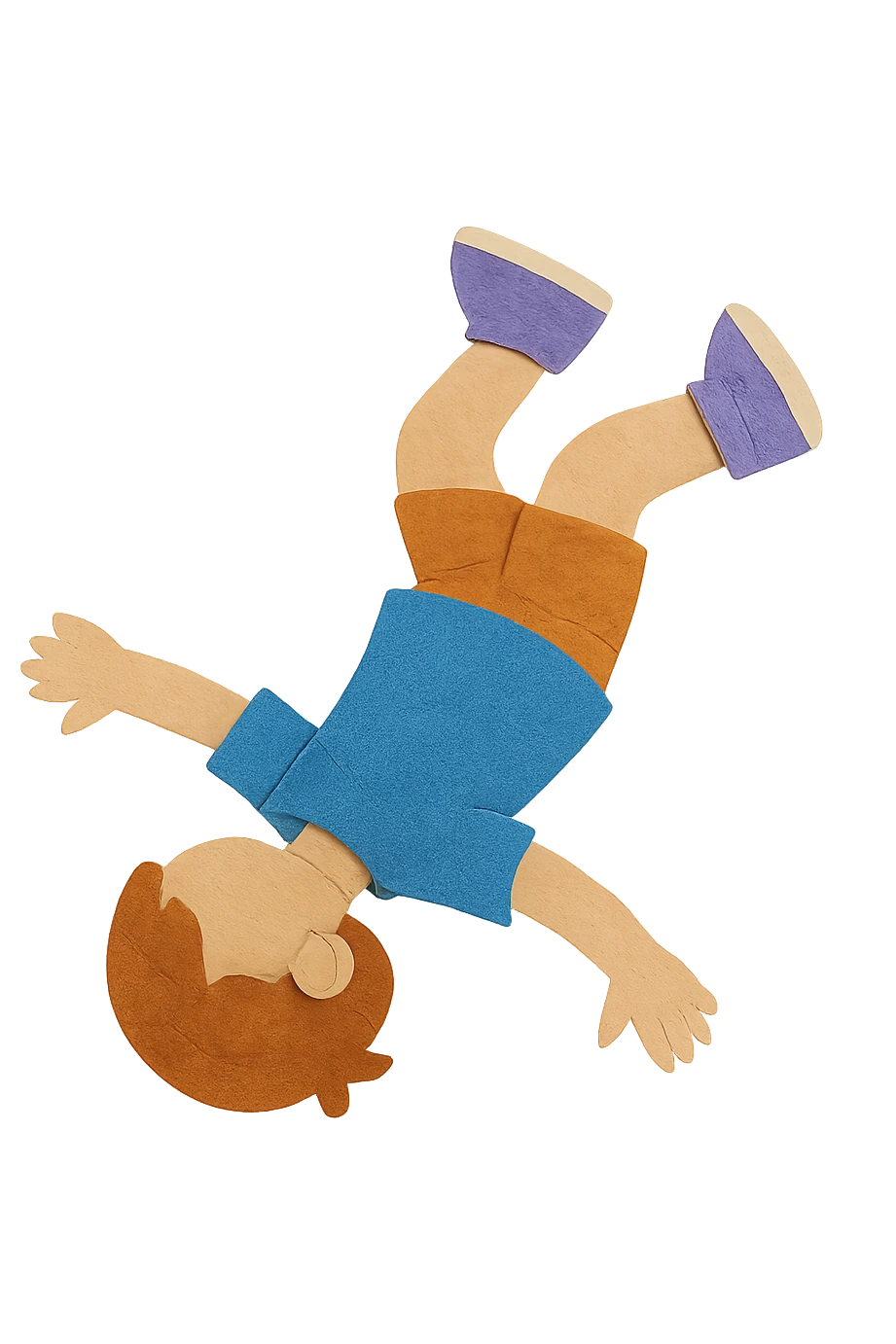 a child doing a backflip, paper craft style emoji