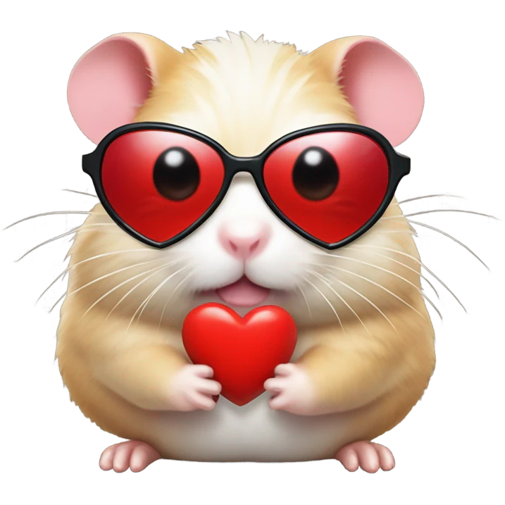  hamster with red heart sunglasses and poop emoji emoji