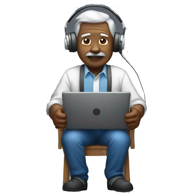 old developer work at night and listen to music emoji