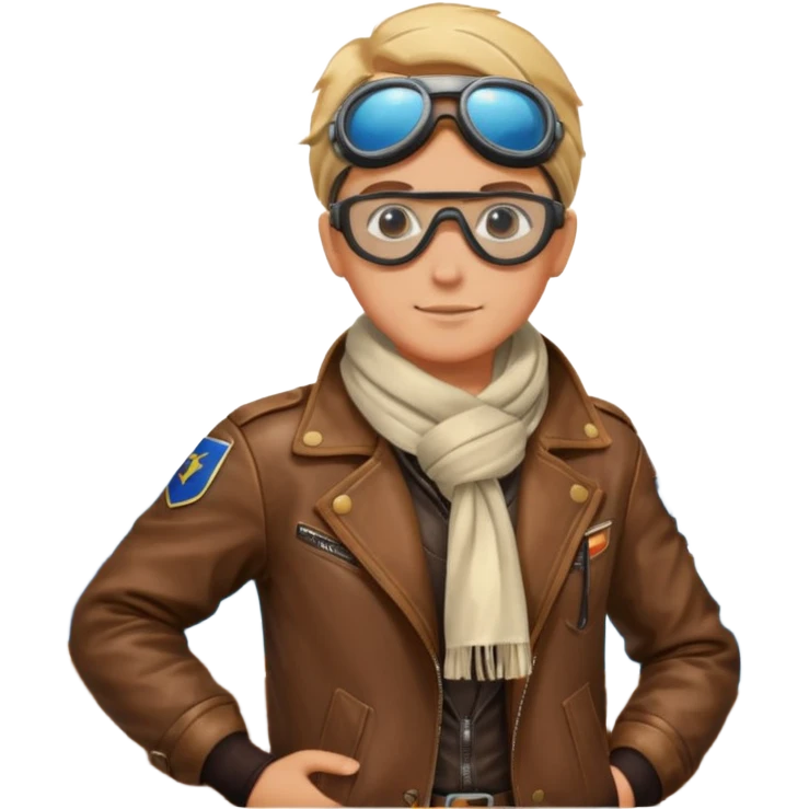 Sky Sailor – Aviator with goggles and scarf, leaning on deck emoji