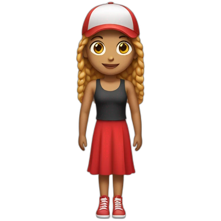 girl wearing a red dress and a cap full body emoji