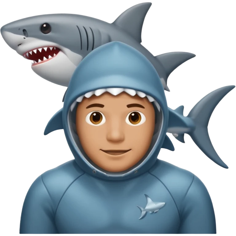 man wearing shark suit emoji