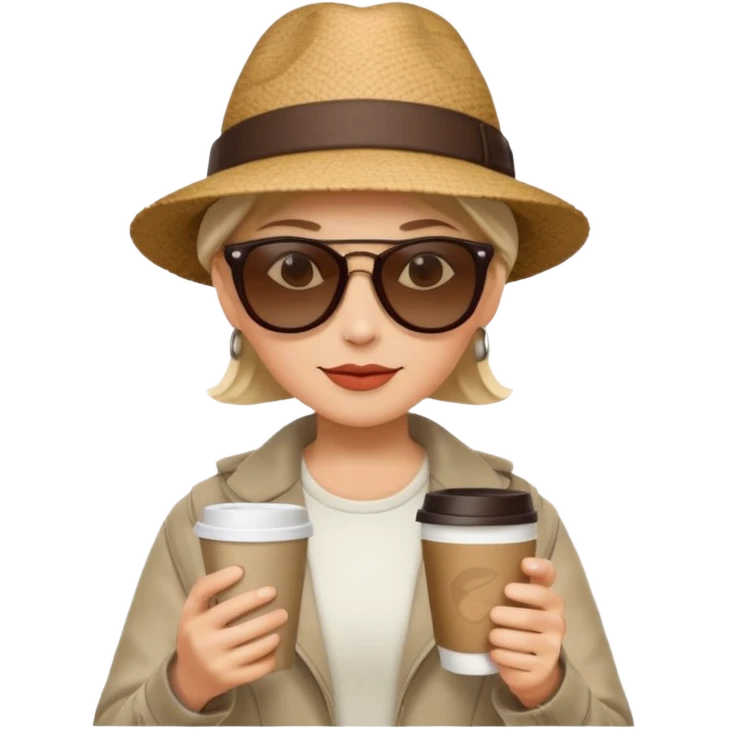 stylish traveler with coffee cup on hand emoji