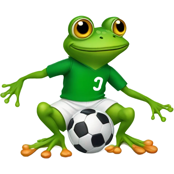 Frog doing soccer emoji