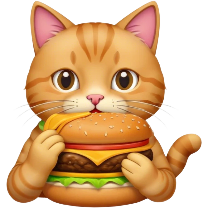Cat eating a burger emoji