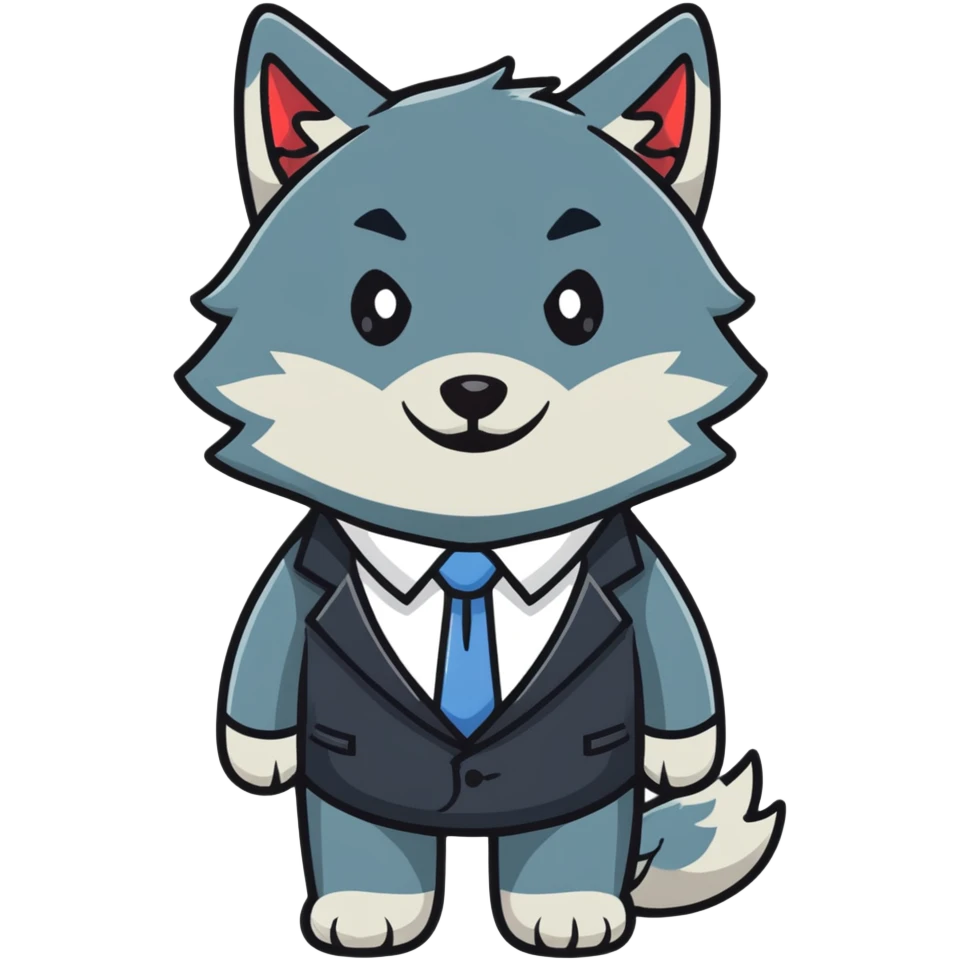 wolf stockbroker with suit and tie emoji