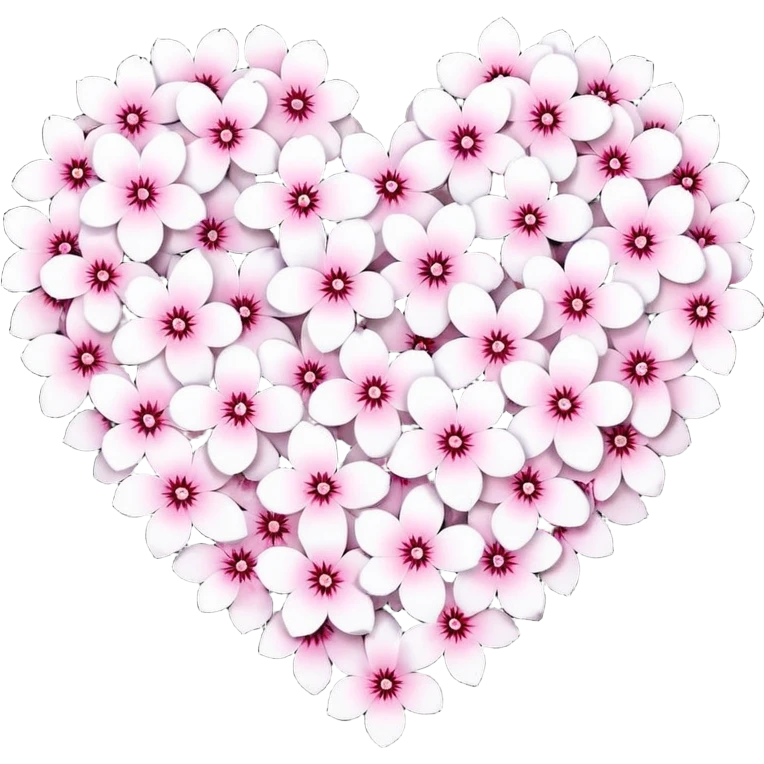 goth sakura heart, heart made of white sakura petals with pink accents, remove background emoji