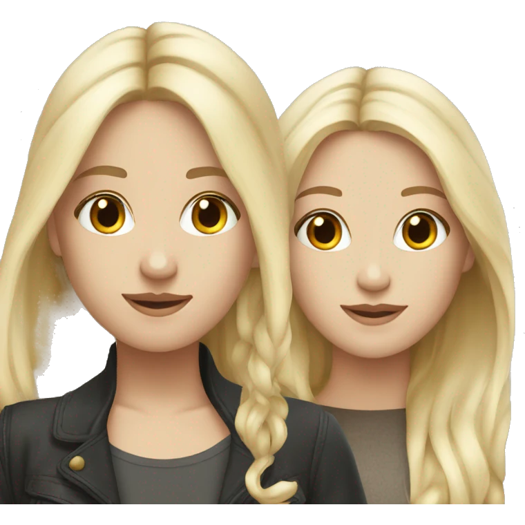 Blonde and brunette bestfriends white  emoji