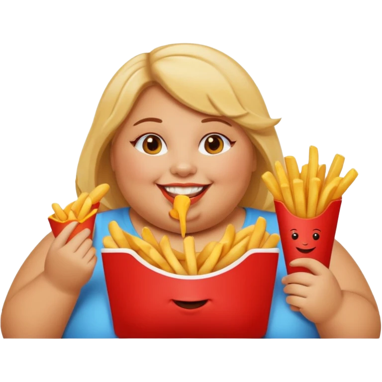 Fat Girl munching fries emoji