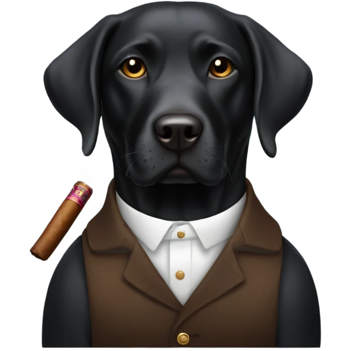 Black Labrador with bourbon and cigar emoji