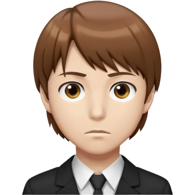Light Yagami from Death Note, brown hair, serious expression, wearing a school uniform emoji