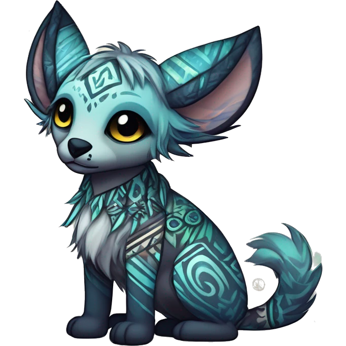 cute Kawaii edgy ethereal shy epic tribal fantasy animal fursona Fionbri creature by griffsnuff & LiLaiRa & Falvie with exotic colors with intricate patterns full body emoji