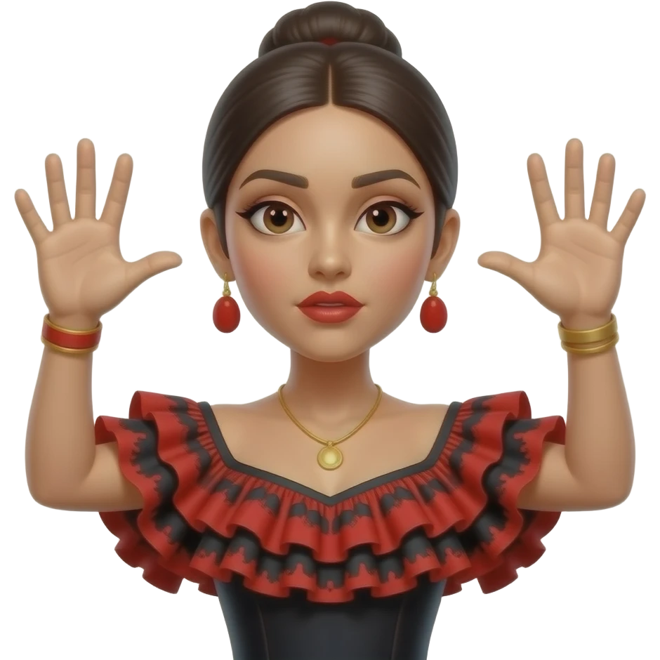 Flamenca bailando con las manos arriba y ole emoji