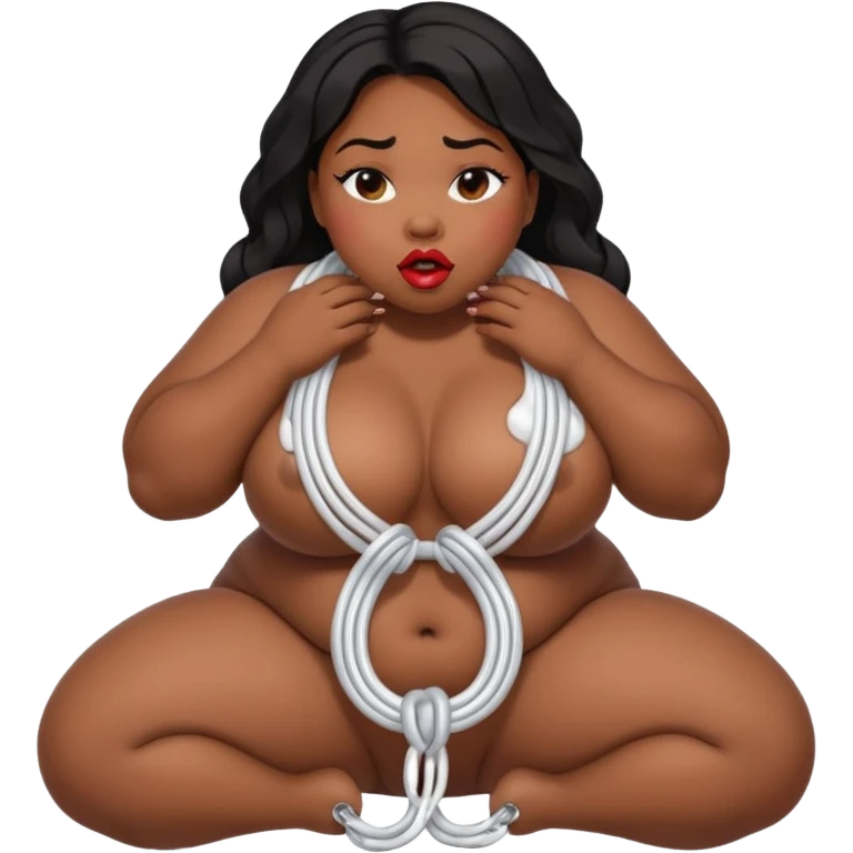 a sexy black BBW’s plump lips wide. She’s on her knees, cheeks hollow, drooling as she deepthroats. He explodes—hot cum floods her mouth, spilling in thick white ropes down her chin and dripping onto her , heaving tits and her vagina is open 
 emoji