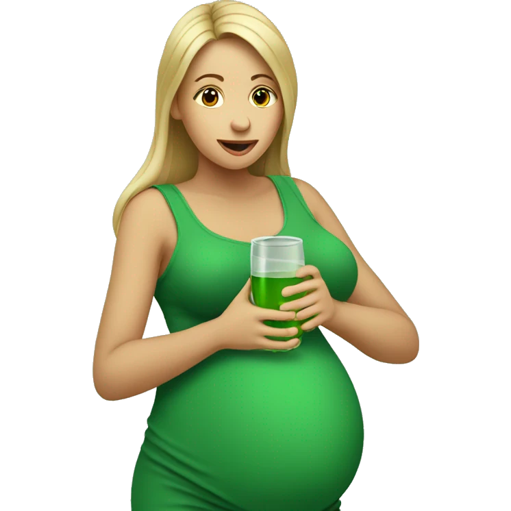 pregnant women drinking from green bootle emoji