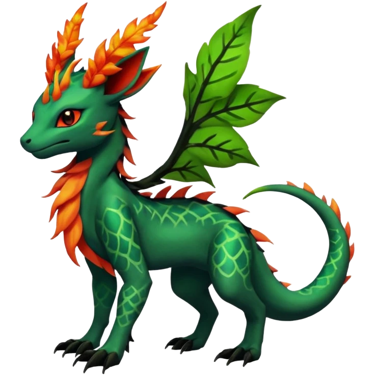 Dark Edgy Salandit-Leafeon-Fakémon-hybrid-creature (full body)  emoji