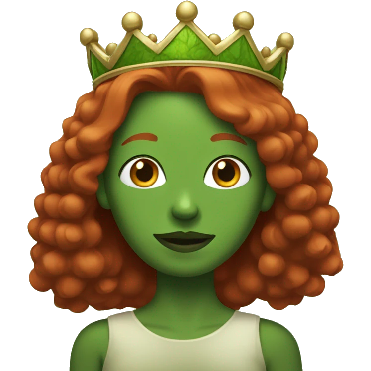 Green skin woman with red hair and crown emoji