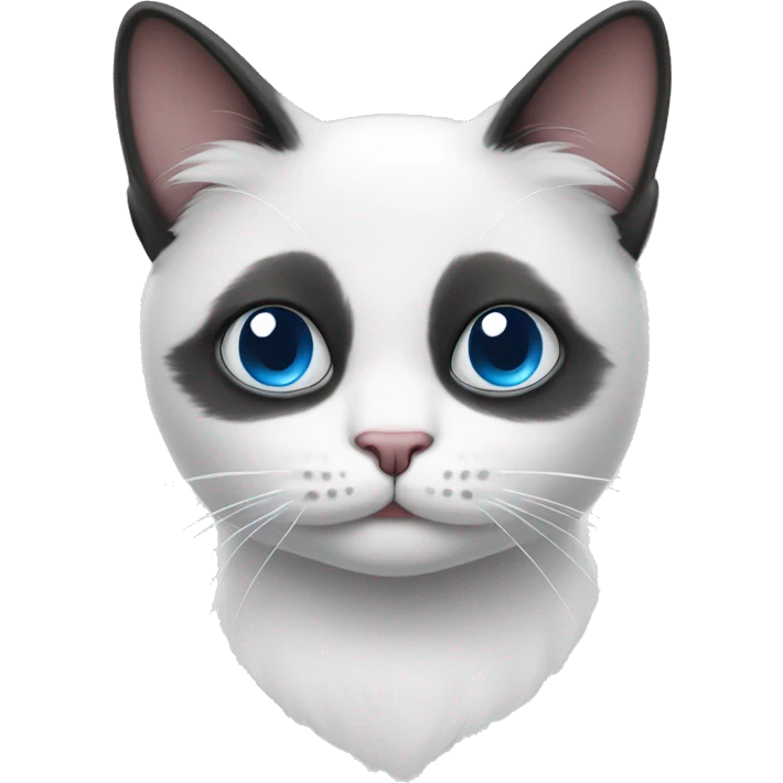 white cat with two different colored eyes with a mustache emoji