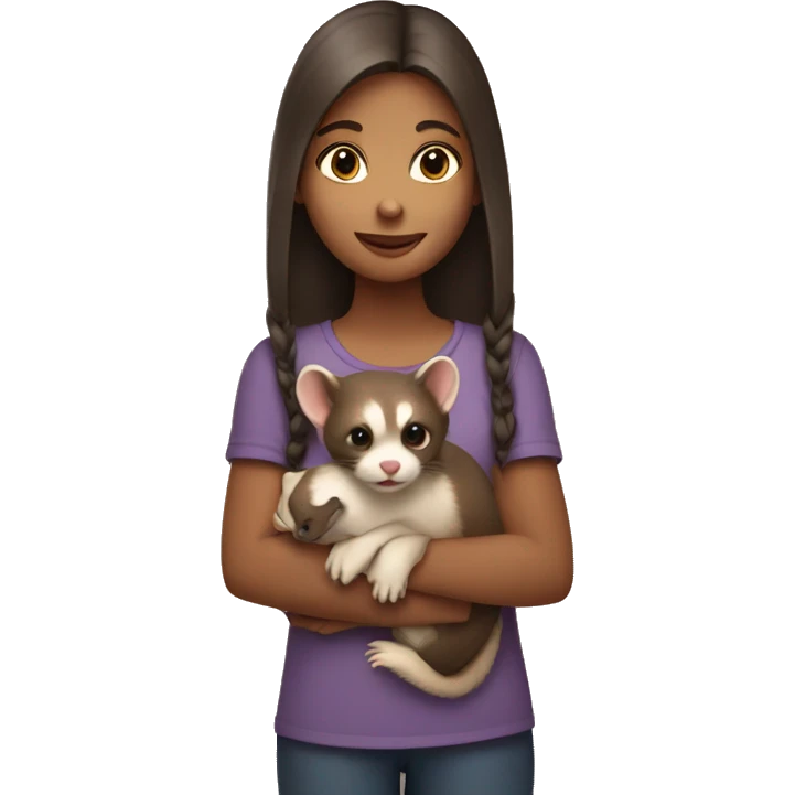 girl holding a ferret emoji