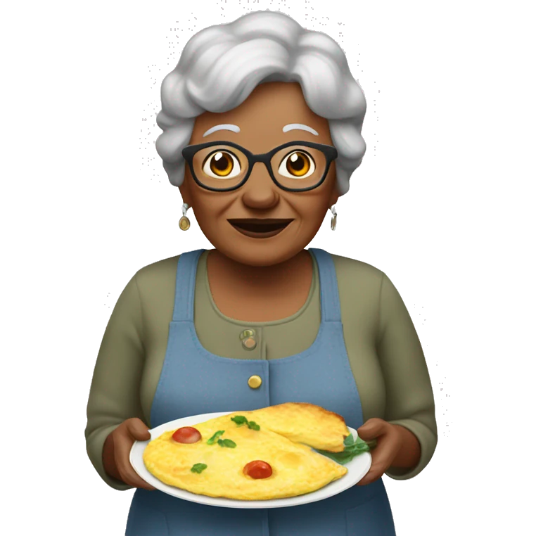 Grandmother with omelet with mushrooms  emoji
