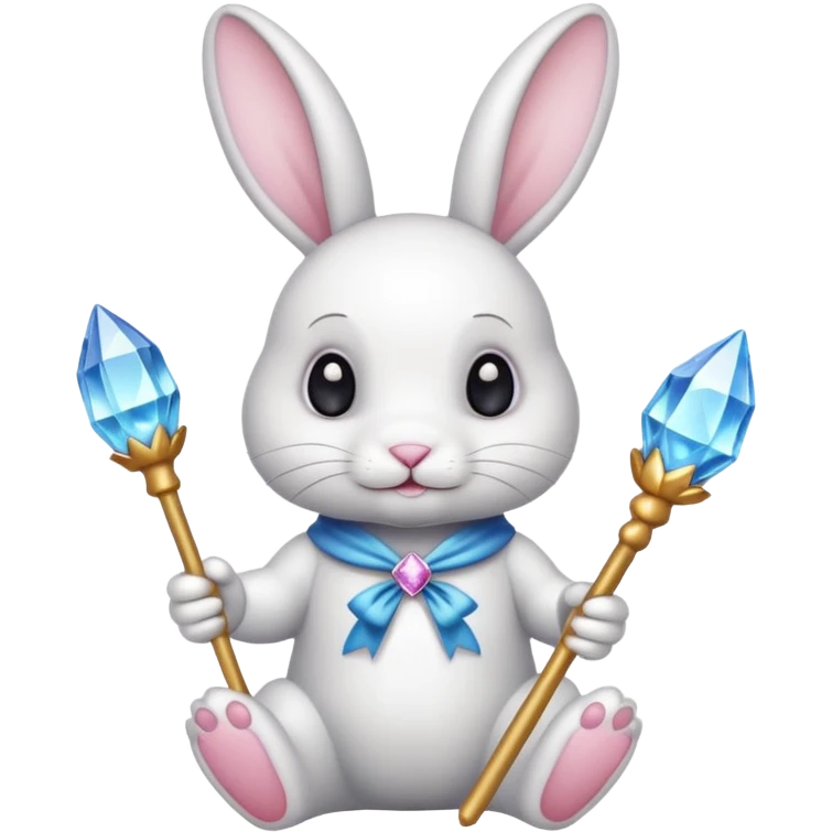 White bunny with wand and with cristals emoji