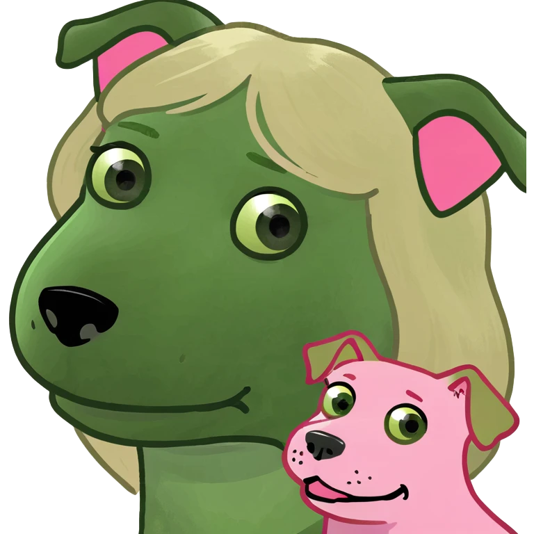 lady with blonde hair and a pink dog  emoji