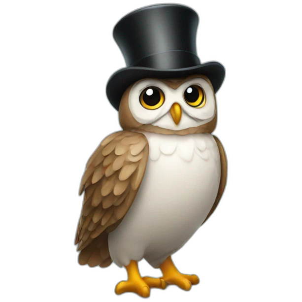 Owl with top hat emoji