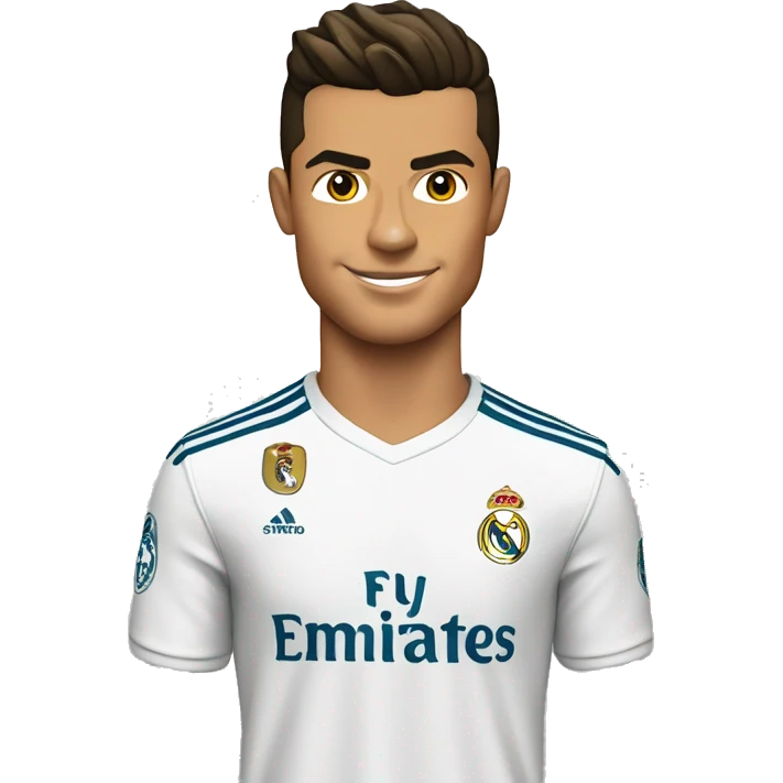 Cristiano Ronaldo passport size photo with Real Madrid shirt emoji