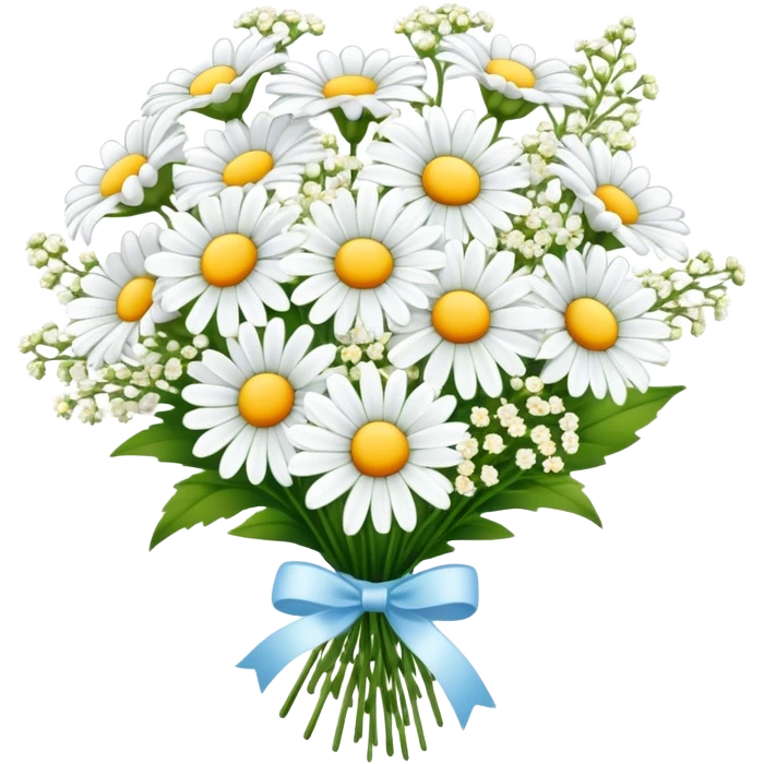 daisy and babies breath bouquet  emoji
