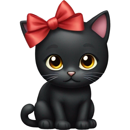 Black kitty face with a bow emoji
