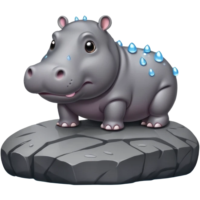 hippo on rock emoji
