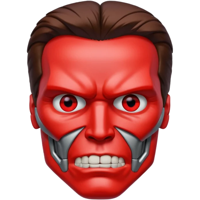 Red eyed half face metal Terminator Arnold Schwarzenegger emoji