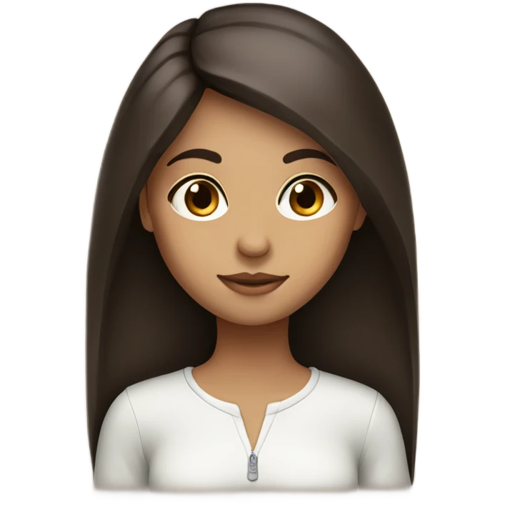 Long dark brown straight hair girl with big brown eyes emoji