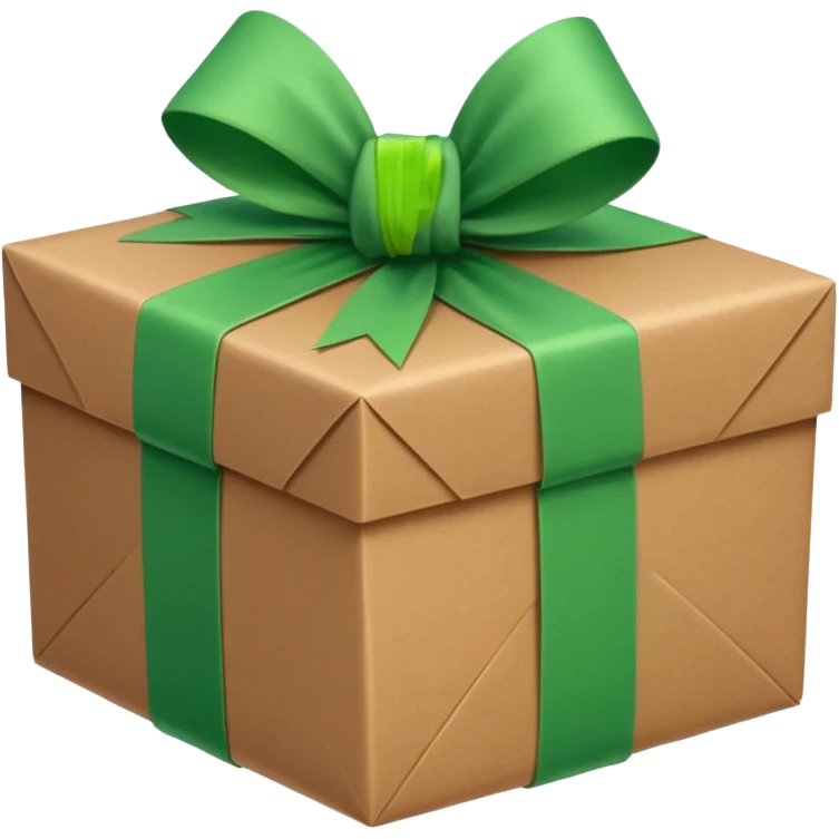 a brown package  bow with green checkbox in the corner emoji