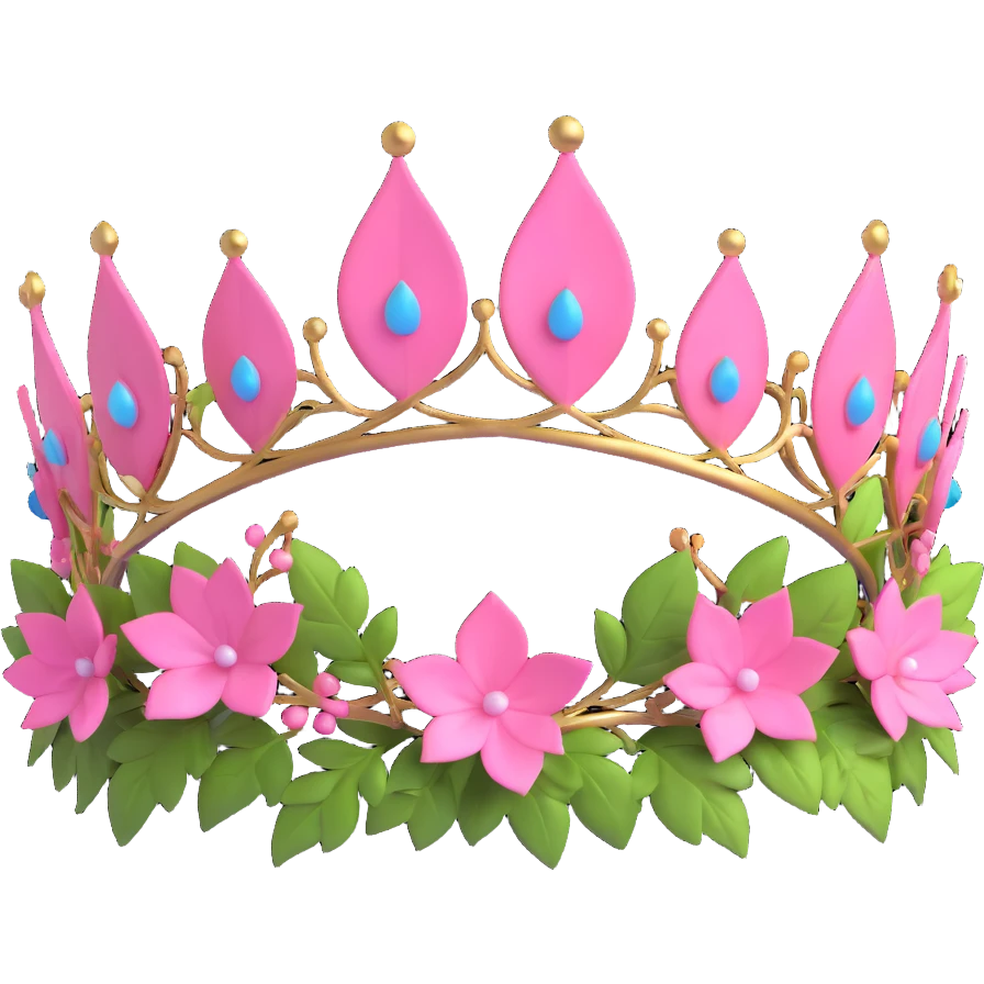 enchanted forest crown with pink leaves and vines emoji