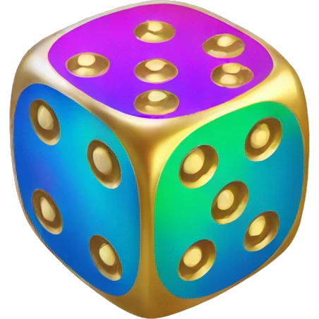 gold rainbow dice. emoji