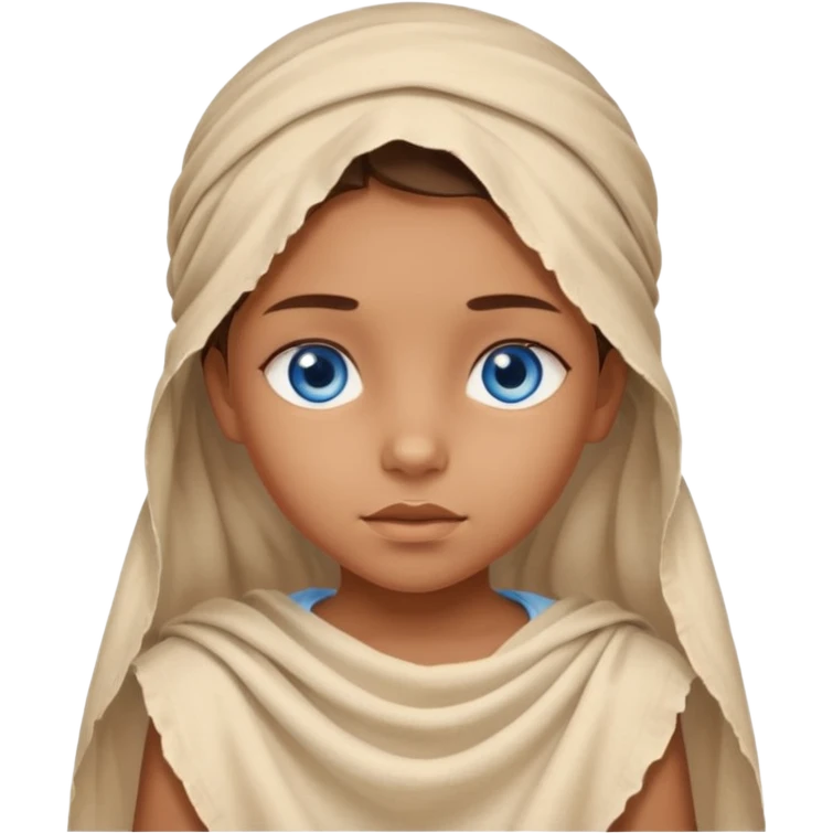 blue eyed desert child girl cowered with creme cloth emoji