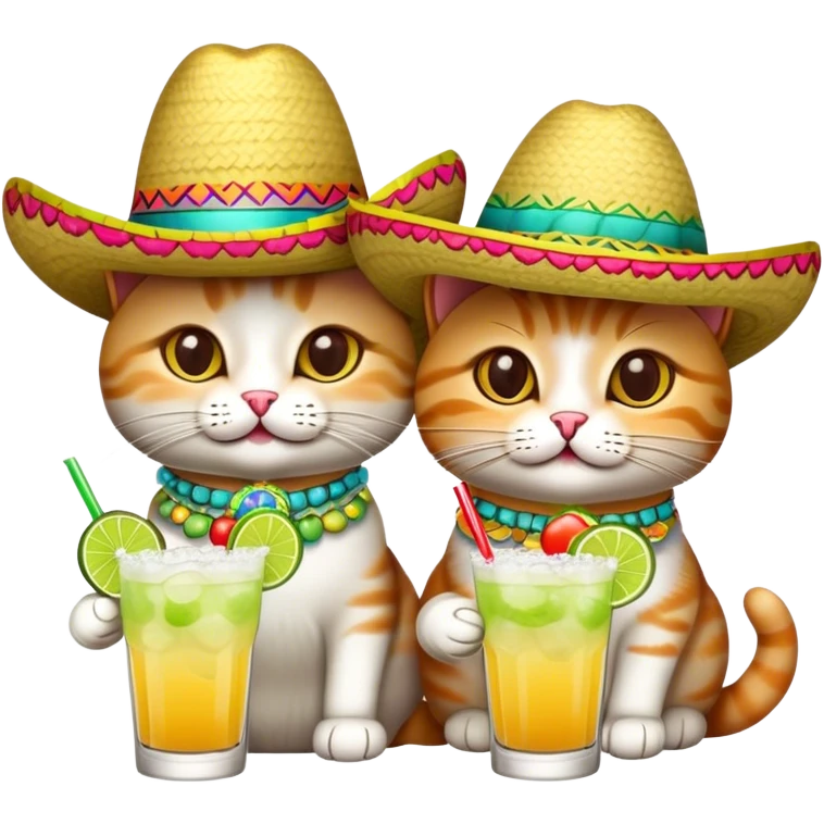 Two cats sitting at a table drinking margaritas emoji