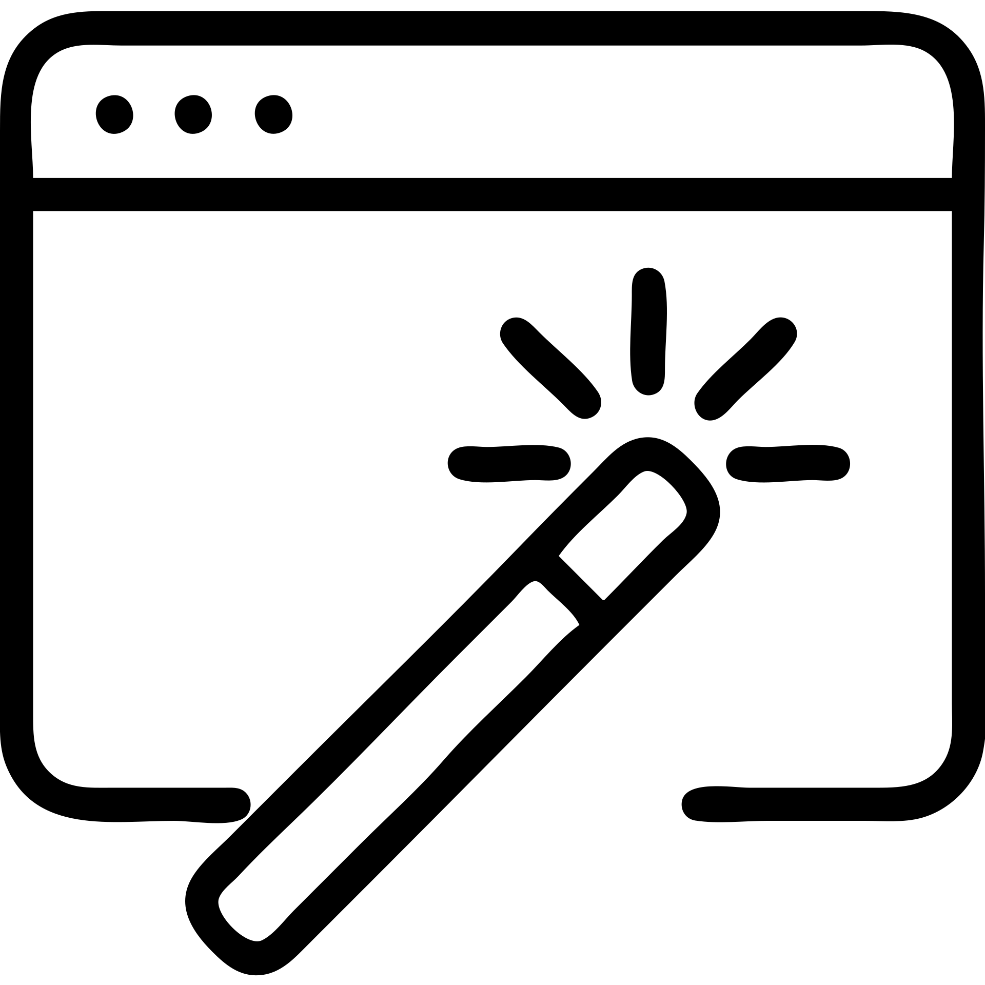 minimalistic logo of a wand casting a spark over a web browser window, very simple, geometric shapes, black and white emoji