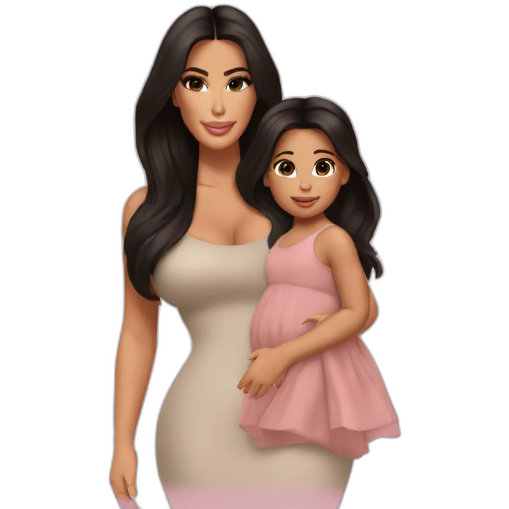 Kim Kardashian with her daughter emoji