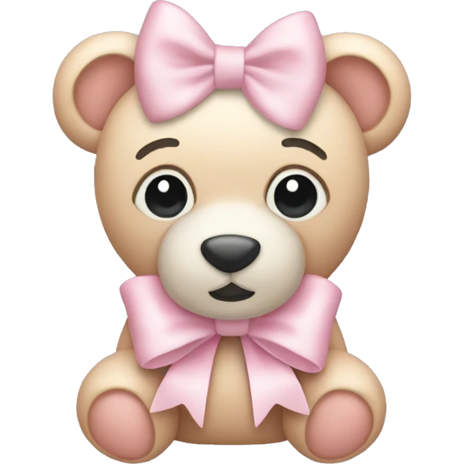 light light pastel pink bow with teddy bear  emoji