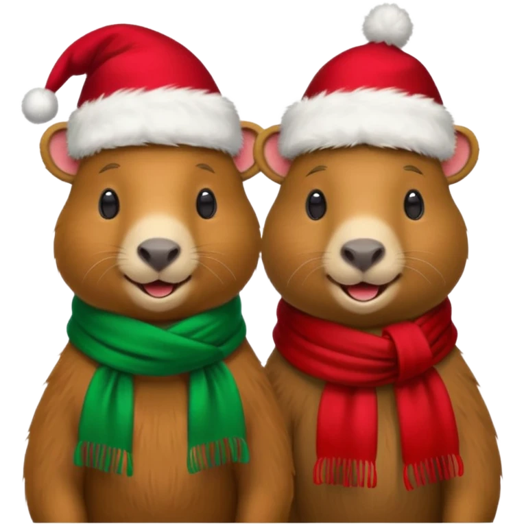  capybaras with christmas atire  emoji