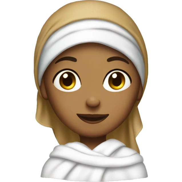 tan girl with towel on her head emoji