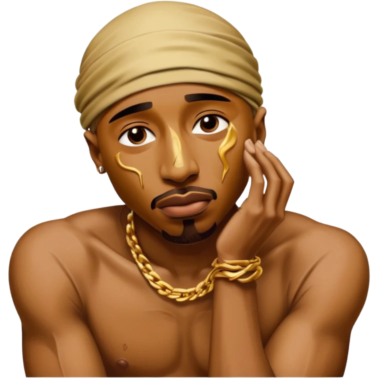 tupac but he's made of gold but he's also in an unbearable amount of pain emoji