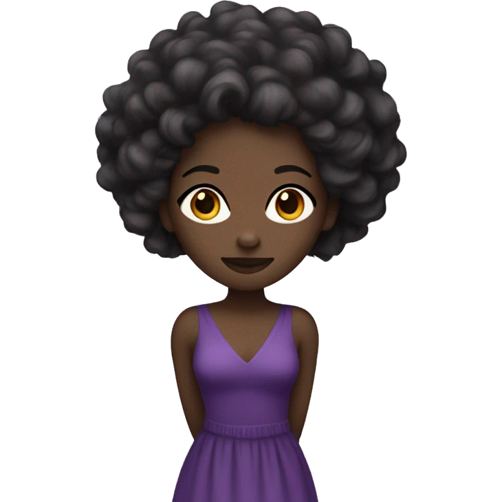 Dark Skin Black Women with 4c coily hair in a purple dress  emoji