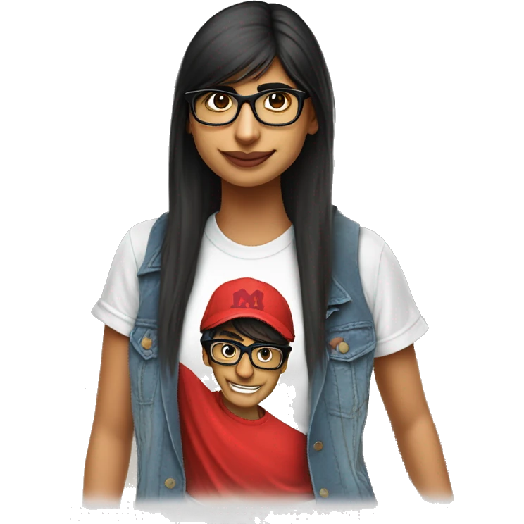 Mia khalifa avec un t-shirt rouge emoji