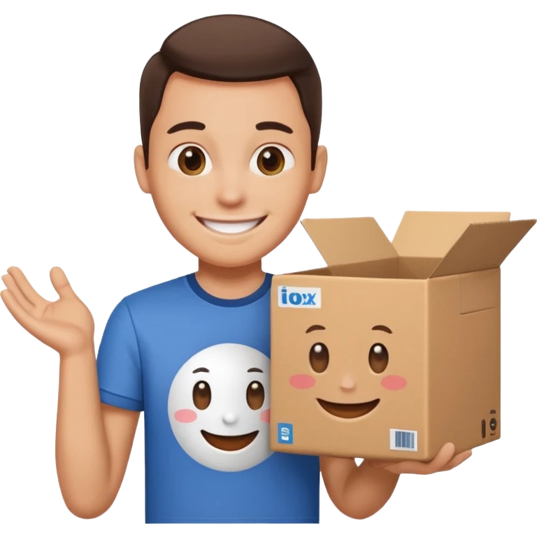 Create unbox and smile logo on it emoji